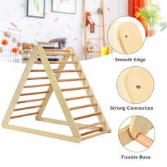 HONEY JOY Triangle Climber with Ramp, 2-in-1 Indoor Toddler Climbing Triangle Se