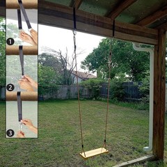 Outdoor Swing, KINSPORY Swing Set for Backyard, Adjustable Nylon Rope 17″x6.7″