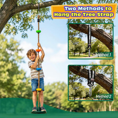 Heyzoo Tree Swing for Kids 330LB Capacity, Climbing Rope with Platforms and Disc