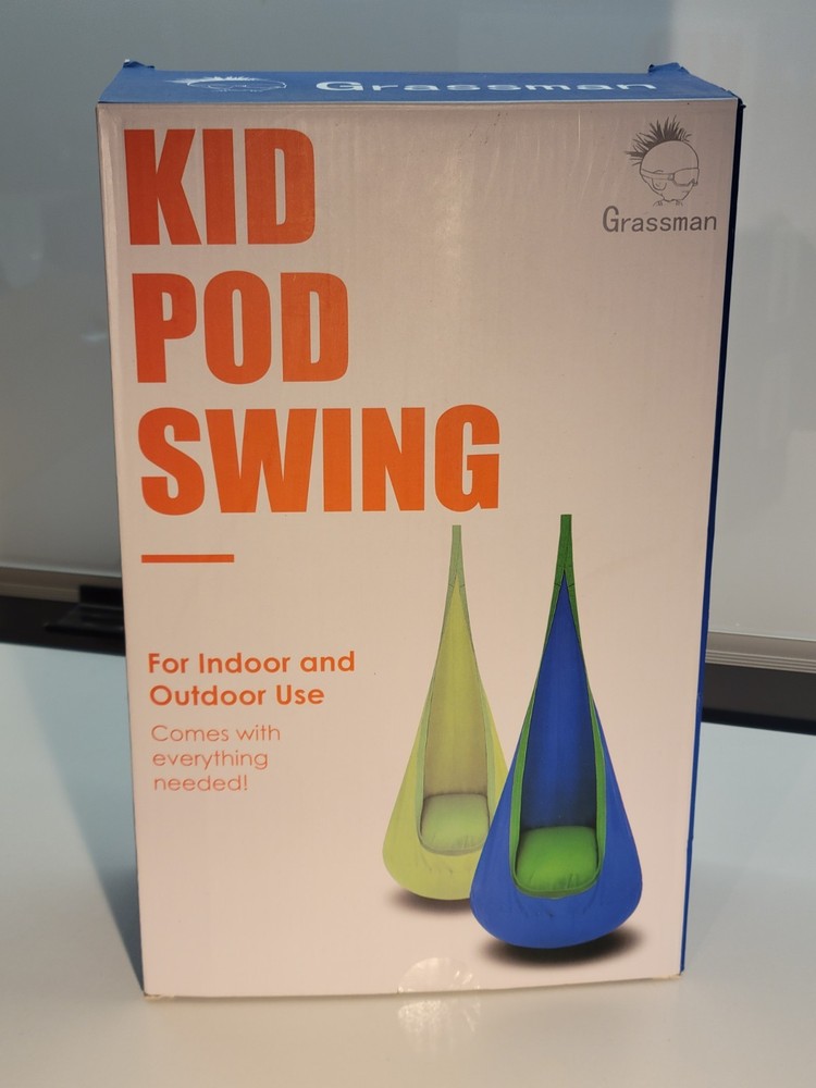 Grassmen Pod Swing for Kids, Sensory indoor/Outdoor, Ceiling Hook, Green