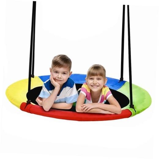 40 Inch Saucer Tree Swing for Kids Outdoor, Textilene Fabric 40inch | Rainbow