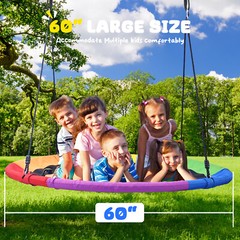 60″ Saucer Tree Swing 700LBS Round for Kids Adults w/ 2 Hanging Straps Rainbow