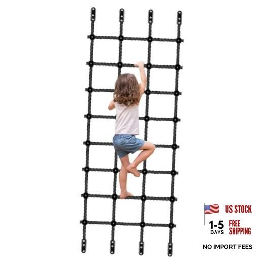 Climbing Cargo Net for Kids Outdoor 30″ x 139″ No-Knot Nylon Black – 30″ X 139″