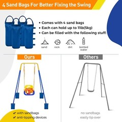 FUNLIO 3-in-1 Toddler Swing Set with 4 Sandbags, Indoor/Outdoor Baby Swing wi…