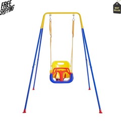 NEW 3-in-1 Toddler Swing Set with Foldable Metal Stand 1-10 Years