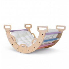 Wooden Rocking Climbing Arch w/Cushion, 3-in-1 Montessori Kids Climber Rocker