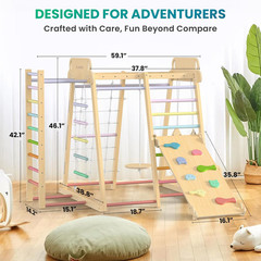 Upgraded Indoor Playground 9-In-1 Jungle Gym Kids Climbing Toys, Montessori Phil