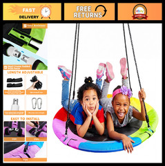 40″ Saucer Tree Swing for Kids – 900Lb Capacity, Waterproof, Adjustable Straps,