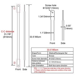 33.5″/85cm Bronze Garden Swing Bars, Rectangular Metal Rods for Hanging Swing…