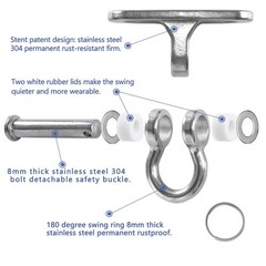 Heavy Duty Anti-Rust 304 SS Swing Hangers, 2000lb, Indoor Outdoor 2-Pack