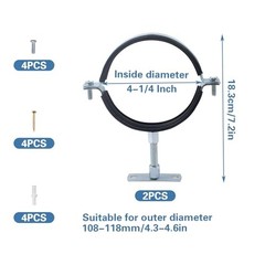 2 Sets 4-1/4 Inch B Vent Adjustable Pipe Bracket, Heavy Duty Galvanized Iron