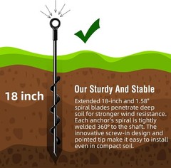 4 Pack Ground Anchors Screw in 18 Inch Spiral Swing Set Trampoline Earth Anchor