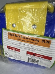 Deluxe High Back Full Bucket Swing w/Chain & Triangle Dip Pinch Protection-Blue