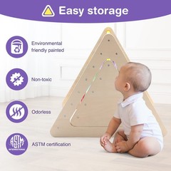 Wonline 3 in 1 Triangle Climber with Ramp Wooden Toddler Climbing Triangle Toys