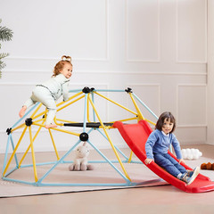 Climbing Dome, 8FT Geometric Dome Climber with Slide, Jungle Gym Supports 600LBS