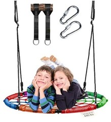 Spider Web Tree Swing Gift – 40 in Multicolor Multicolor Spider Web Tree Swing