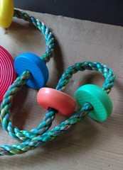Single Disc Seat and Rainbow Climbing Rope Tree Swing for Kids w/Carabiner