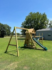 3 Pack Swing Set with Trapeze Bar & Plastic Chain Outdoor Playground Green
