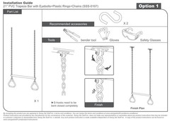 SWING SET STUFF TRAPEZE WITH RINGS AND COATED CHAIN RED playground bar fort 0107