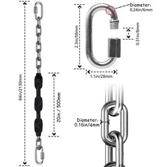 2 Stainless Steel Chains (84″) Swing Chains, Heavy Duty Swing Hardware,4 Quic…