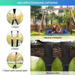 60″ Kids Giant Tree Rectangle Swing 700 lbs w/ Adjustable Hanging Ropes Blue