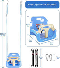 Toddler Swing, 3-In-1 Baby Swing Seat, Anti-Flip Snug & Secure Detachable Kids S