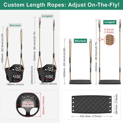Heavy Duty Swing Set Brackets Kit with 2 Green A-Frame Swing Brackets, 4 Black S
