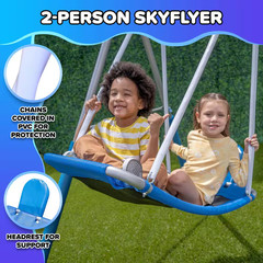 Super Surfer Metal Swing Playset with Slide, Skyflyer and Surfboard Swings, A…