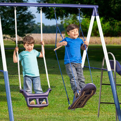 Surf N Swing Painted Steel 5 Station Kids Outdoor Backyard Swing and Play Set wi