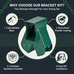 A-Frame Swing Set Bracket Kit, 2-Piece Wood Swing Hardware for End Brackets