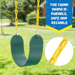 660lb 7.3ft Heavy-Duty Metal Frame Swing Set w/3 Swings for Kids Outdoor Playset
