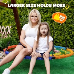 45″ 750lbs Spider Web Tree Swing for Kids & Adults, Outdoor Steel Frame Sauce…