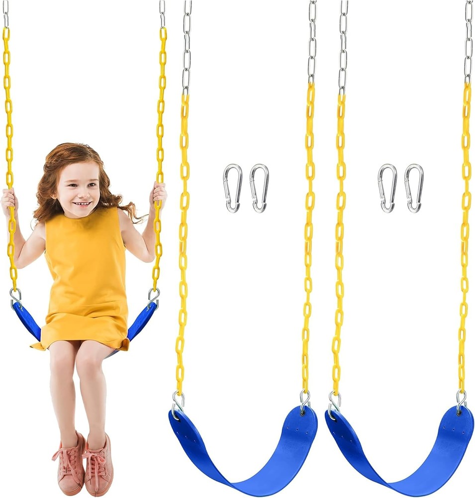 2 Pack Swing for Outdoor Swing Set, Swing Seat Replacement Kit with 66″ Heavy…