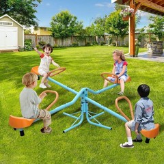 New Kids Rotating Seesaw 4 Seat Outdoor Teeter Totter Backyard Playground Toy
