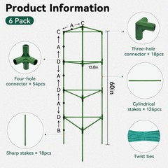 Halatool 6 Pack Tomato Cages for Graden 60 Inch, Adjustable Metal Tall Heavy Dut