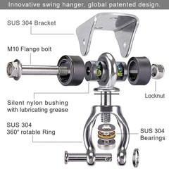 SELEWARE Silent Swing Hanger Heavy Duty Bearing Swing Hooks 1 Pack