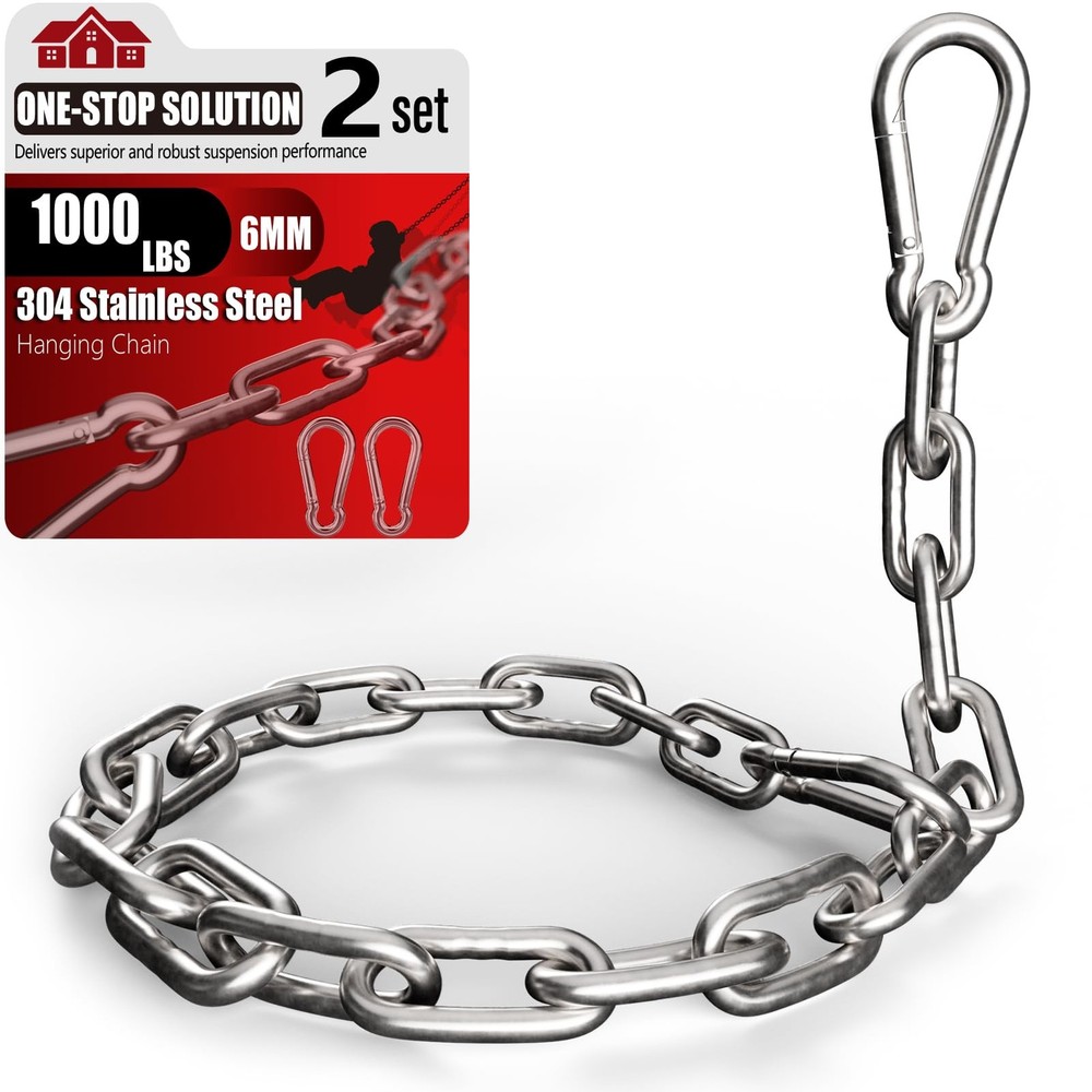 1000LB Heavy Duty Hanging Swing Chain, 6mm Thick 304 Stainless Steel Hanging …