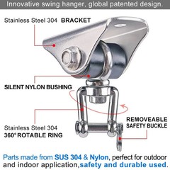 Anti-Squeaking Swing Hanger Stainless Steel Set Hook Ceiling Mount Bracket