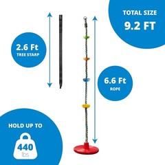 Single Disc Tree Swing for Kids – Durable Rainbow Climbing Rope & Carabiner
