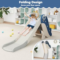 4-in-1 Toddler Slide Playground w/ Basketball Hoop Ball Ring Toss Climbing