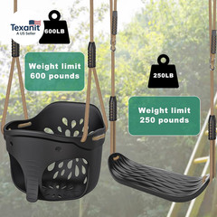 Black Toddler Swing Set – Heavy-Duty High Back Full Bucket Toddler Swing Seat &