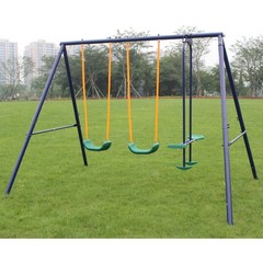 2 in 1 Toddler Swing Set w/ Belt Swing & Glider, Blue, for Backyard Outdoor Play