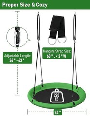 24 Inch Saucer Tree Swing Set for Kids & Adults, Adjustable Flying Round 24″