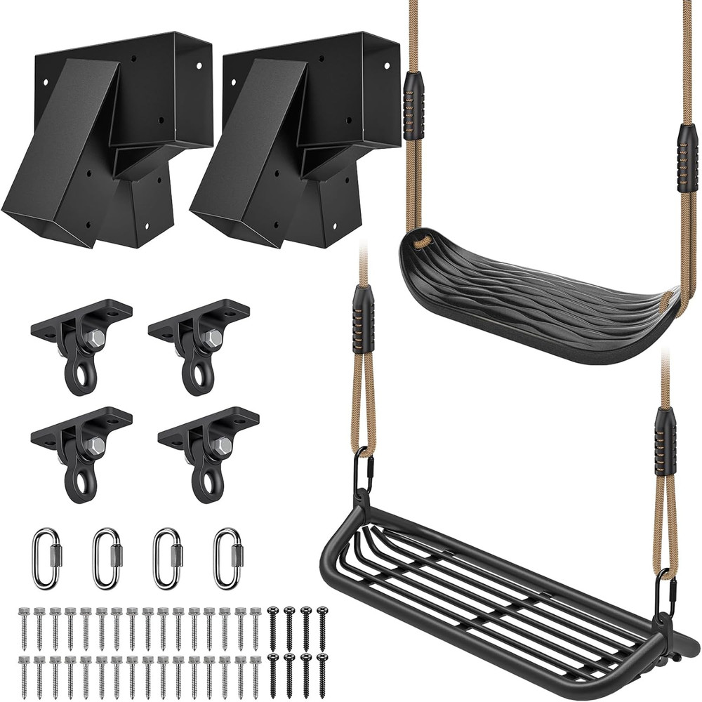 Heavy Duty Swing Set Kit – Reinforced A-Frame Brackets & 4 Hangers, DIY Swing Se
