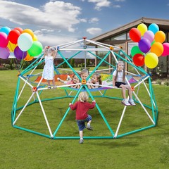 10FT Geometric Climbing Dome Outdoor Jungle Gym with Hammock for Kids Max 800LBS