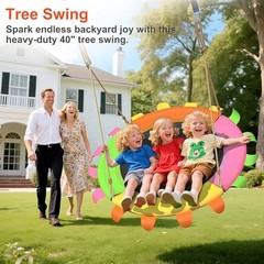 40 Inch Saucer Tree Swing for Kids Outdoor – 600lb Heavy Duty Capacity, Pink
