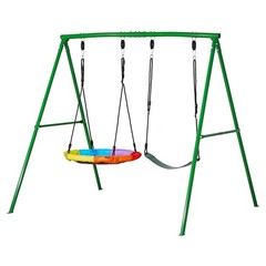 Heavy-Duty A-Frame Swing Set with Saucer & Belt Seats, 440lb Capacity