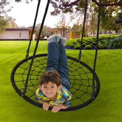 48” Spider Web Tree Swing Net Rope Platrorm For Multiple Chidren Heavy Duty