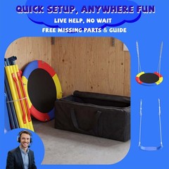 Saucer And Belt Kids Swing Set Outdoor Play Toy For Ages 4-8 Playground Backyard