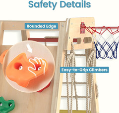 Indoor Jungle Gym, 9 in 1 Wooden Montessori Baby Climbing Toys with Adjustable 2